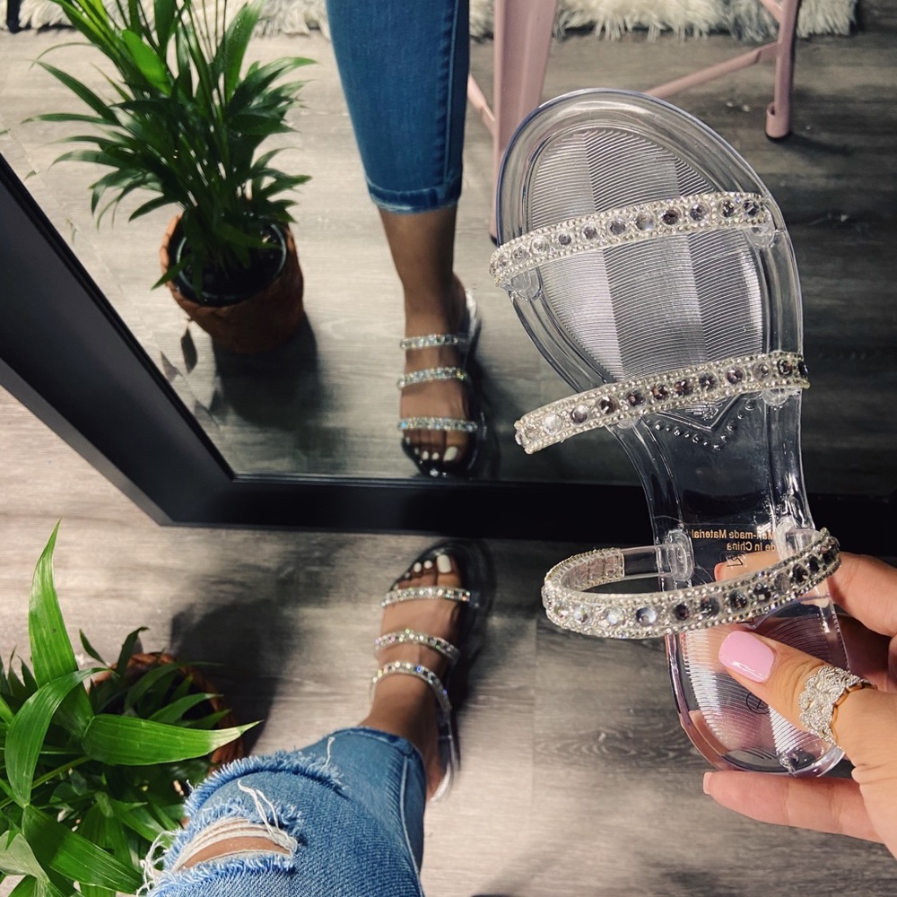 Clear Rhinestoned Slides